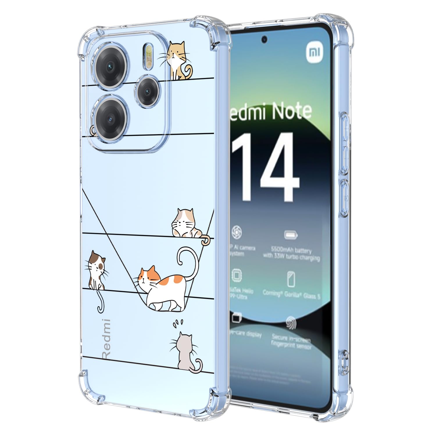 BEEJTUNY Case For Xiaomi Redmi Note 14 5G, Transparent Protective Cover With Gradient Glitter, Soft And Beautiful Bumper Shell, Stylish Shockproof Cover. Black - View #2