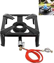 LALABU Gaskocher Campingkocher Hockerkocher, 9,8KW Gaskocher Hockerkocher Mit 1,5 m langem Propangasschlauch und einem 50-mbar-Propan-Druckminderer für Camping und Outdoor