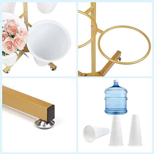 Miniatura 6 de Soporte de exhibición de flores con 4 cubos, soporte floral con marco plegable para flores frescas de seda, estante de floristería de 4 niveles para