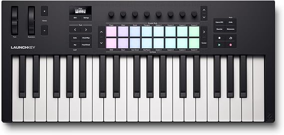 Novation Launchkey 37 [MK4] — Compact 37 Keys, USB, MIDI Keyboard Controller with DAW Integration. Including Chord Mode, Scale Mode, 8 Drum Pads and Software Package for Arpeggiator — Music Production
