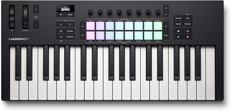 Novation Launchkey 37 [MK4] — Compact 37 Keys, USB, MIDI Keyboard Controller with DAW Integration. Including Chord Mode, Scale Mode, 8 Drum Pads and Software Package for Arpeggiator — Music Production