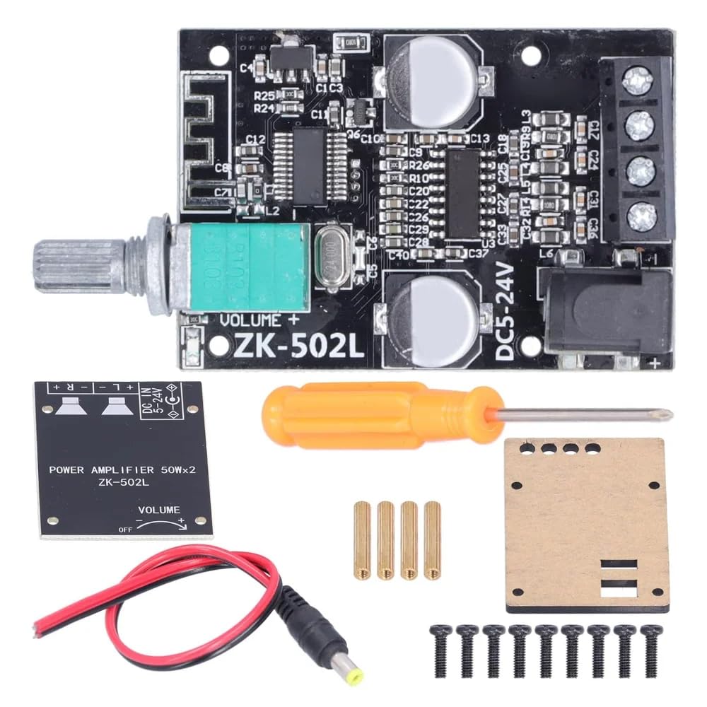 DollaTek TPA3116 Bluetooth 5.0 Mini Amplificatore di Potenza Digitale 2x50W con Interruttore e Volume Regolabile