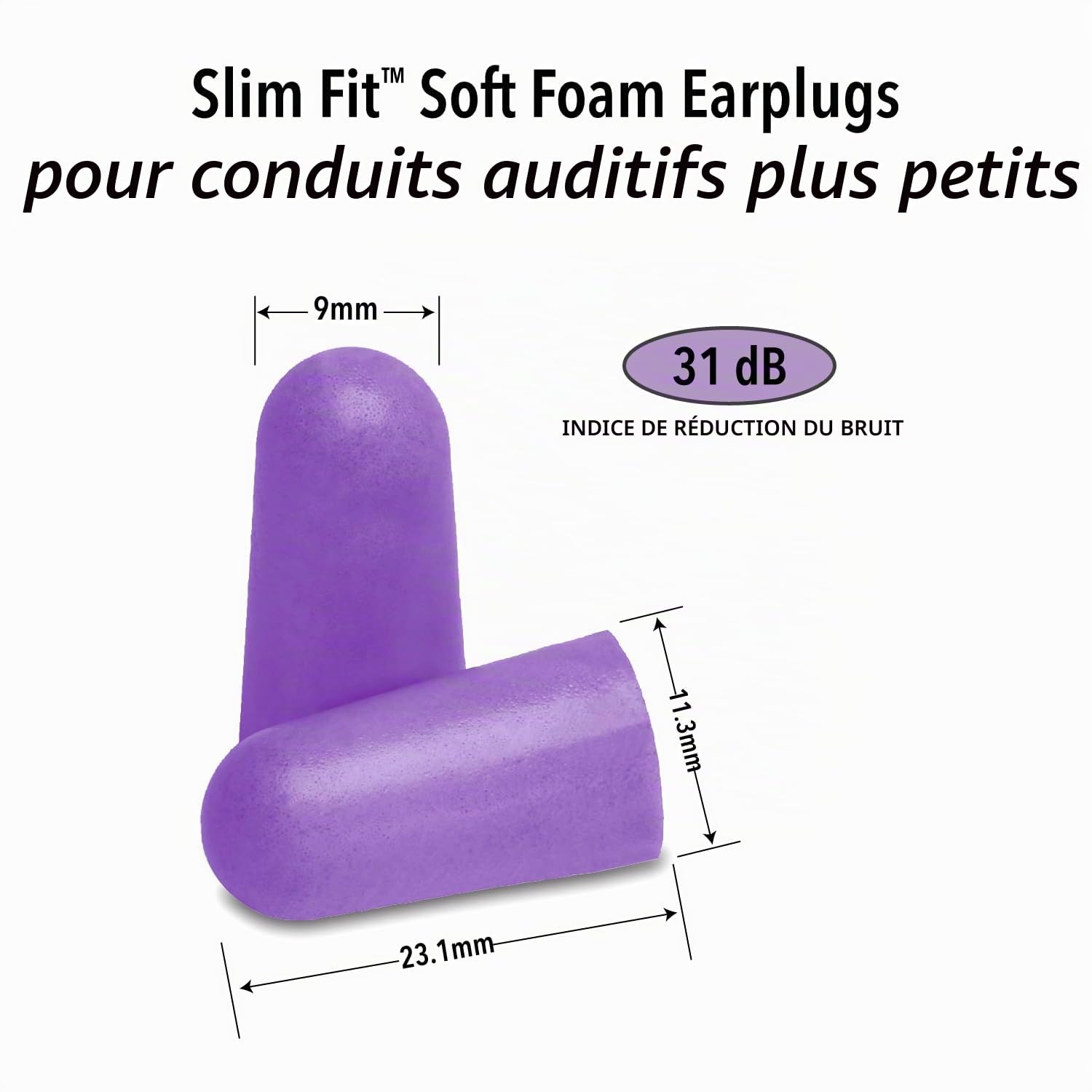 Macks Lot de 2 Bouchons d'oreilles jetables - Protection Contre Le Bruit - Violet