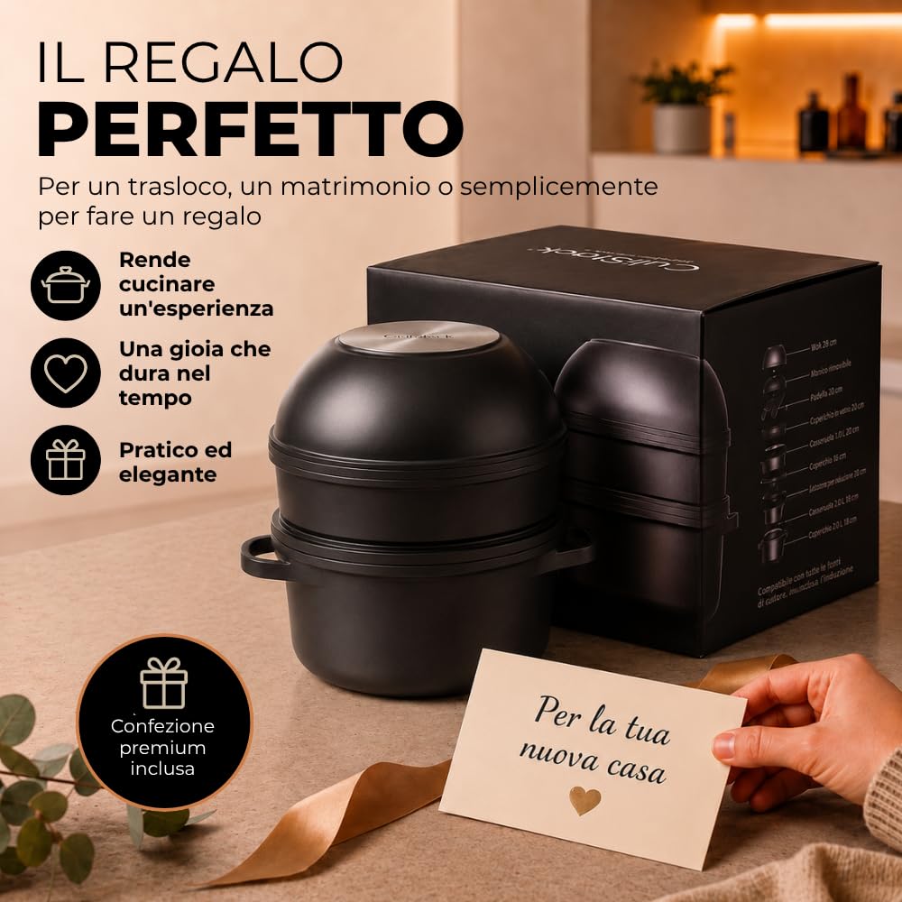 Pro - Set di pentole e padelle a induzione, 12 pezzi, manico rimovibile, impilabile, salvaspazio, adatto al forno, senza PFAS, rivestimento antiaderente, coperchio in vetro con bordo