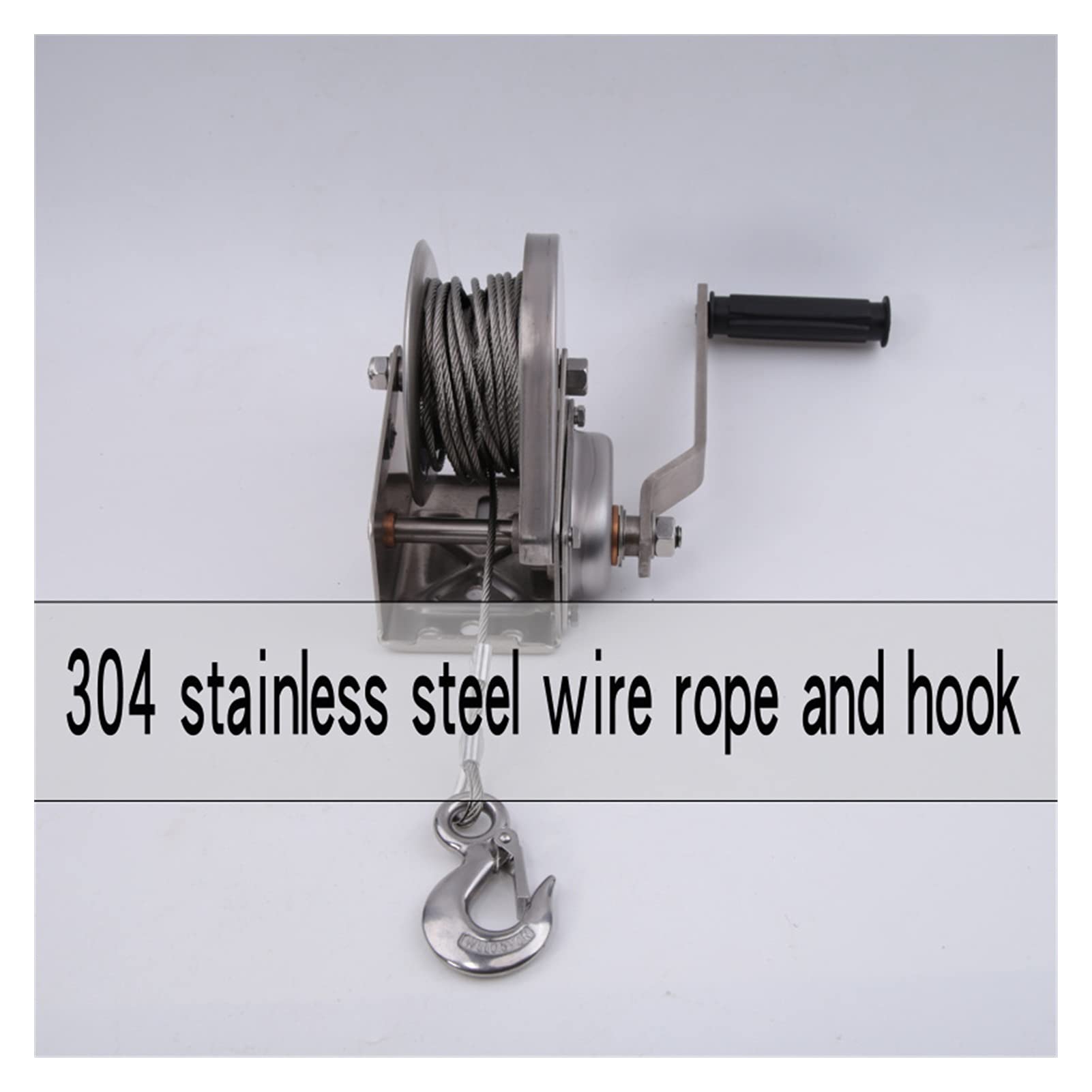 Kettenzug, 1200 lbs 304 Edelstahl selbsthemmende Winde / 10m Stahldrahtseil Haken Zwei Way Bremse