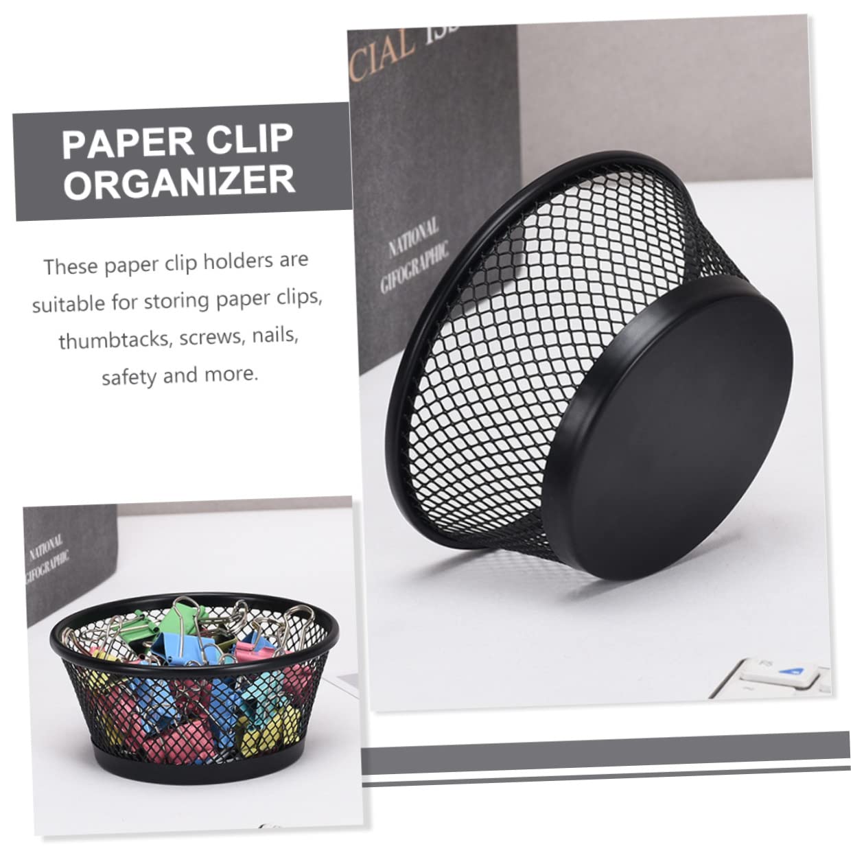 DOITOOL 30 Pezzi Graffette in in Ferro Elegante e Compatto Organizer Scrivania per Cancelleria e Piccoli Accessori per Graffette e Oggetti Vari