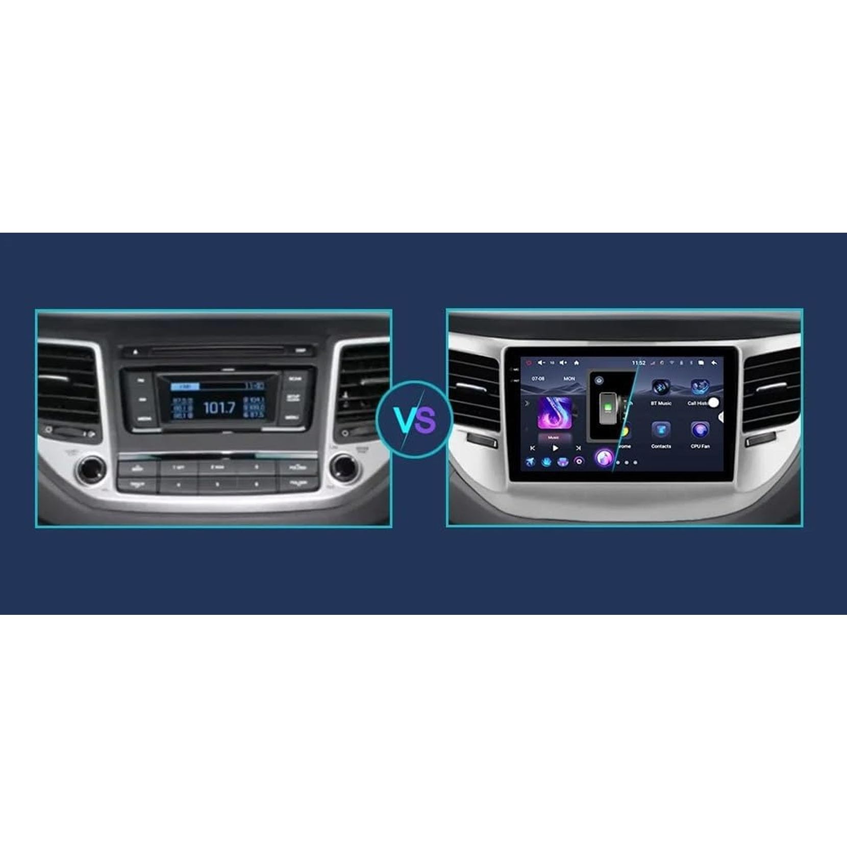 9-calowy, podwójny Din, samochodowy system stereo z systemem Android 15 do Hyundaia IX35 Tucson 3 2015-2018 z kamerą tylną Car Play, sterowaniem z kierownicy, Bluetooth, GPS, radiem FM i Wi-