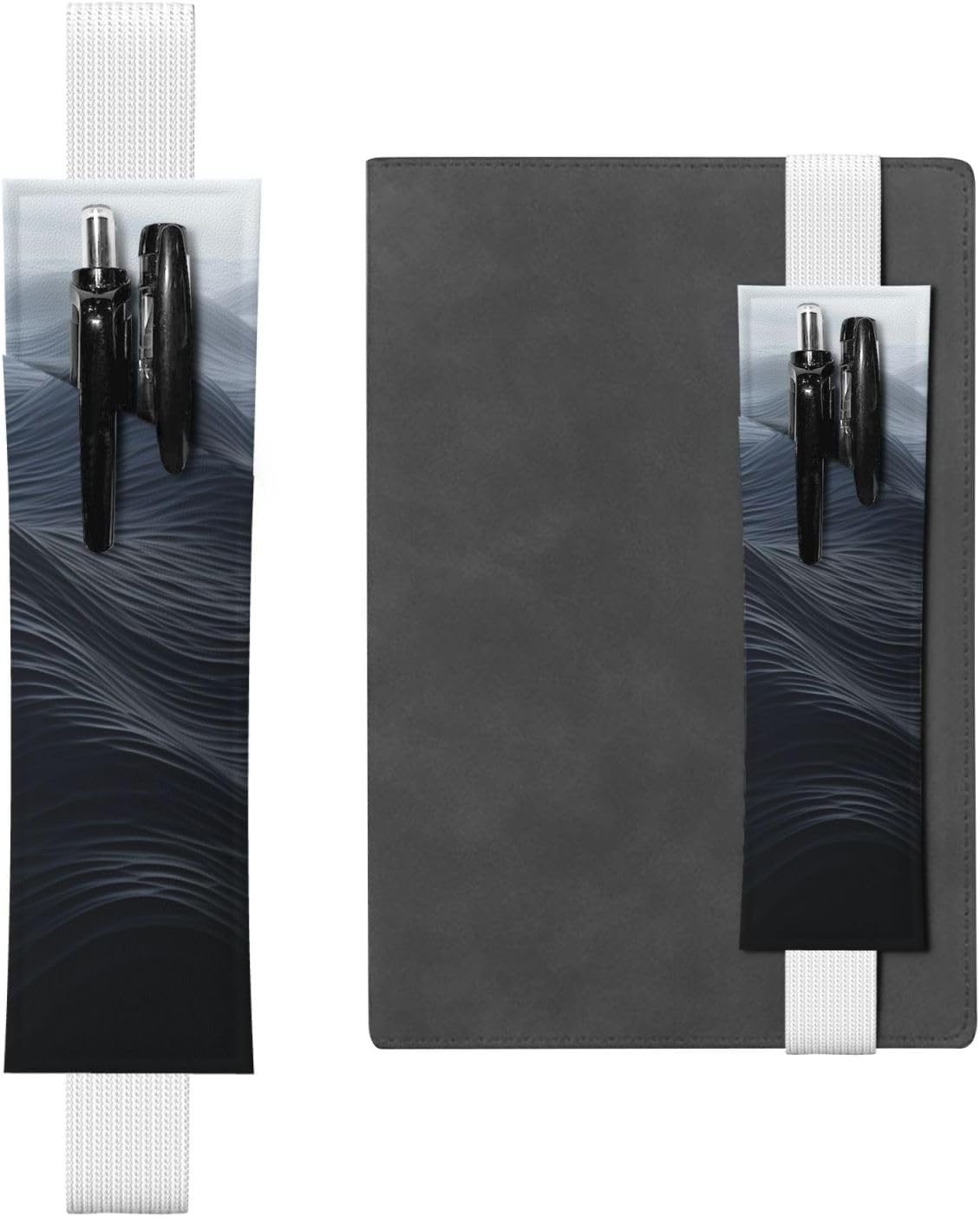 Deep Black Waves Elastic Band Pen Holder Detachable Pu Leather Pen Sleeve Pouch Journal Pencil Holder Pencil Case Office Supplies Gift For Hardcover Journals Notebooks Planners Deep Black Waves Elastic Band Pen Holder Detachable Pu Leather Pen Sleeve Pouch Journal Pencil Holder Pencil Case Office Supplies Gift For Hardcover Journals Notebooks Planners