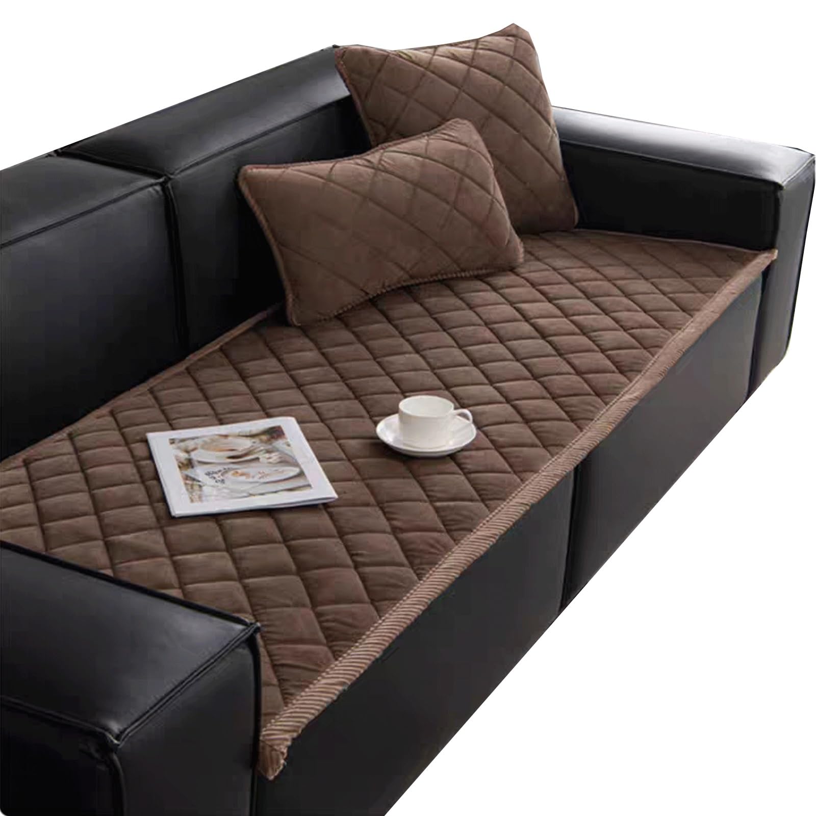 uyeoco Sofa Slipcover Cover Corner 3/2/1/4 Seater, Non-Slip Luxury Plush Sofa Covers, Super Soft Fur Furniture Protector for Sectional Couch (Color : 6@, Size : 50x150cm)