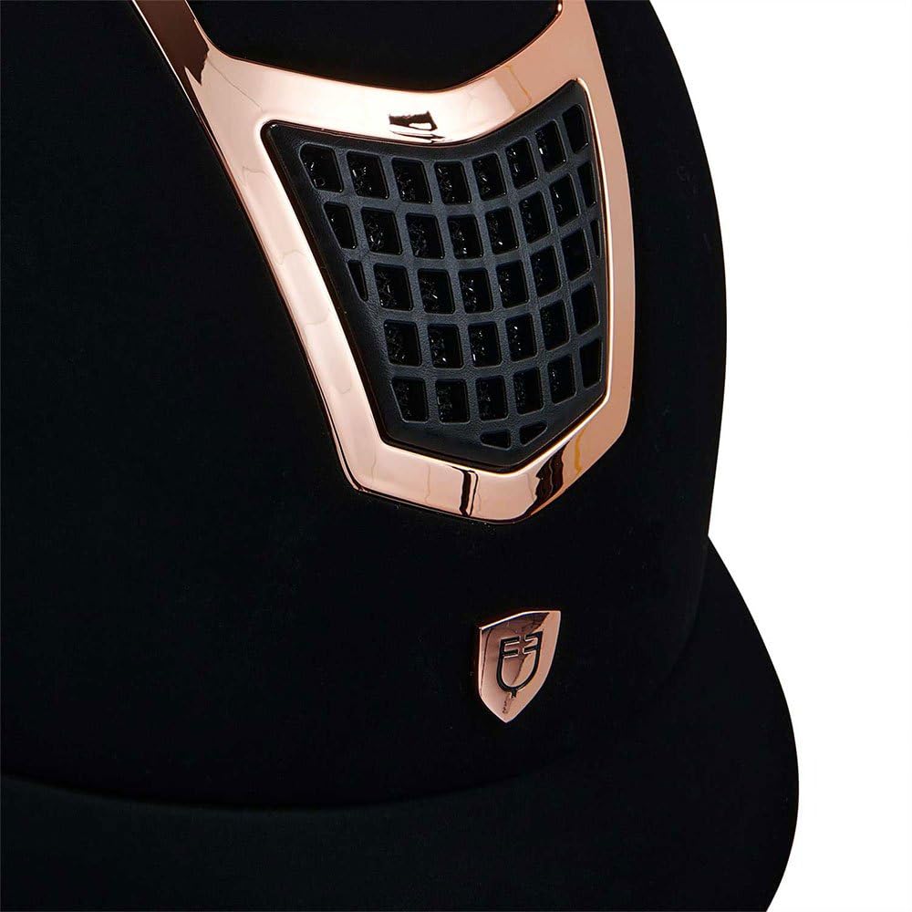 Casco Modello Eclipse Velluto Bronzo, Small, Nero-Oro Rosa, per Cavallerizzi, Unisex Giovani