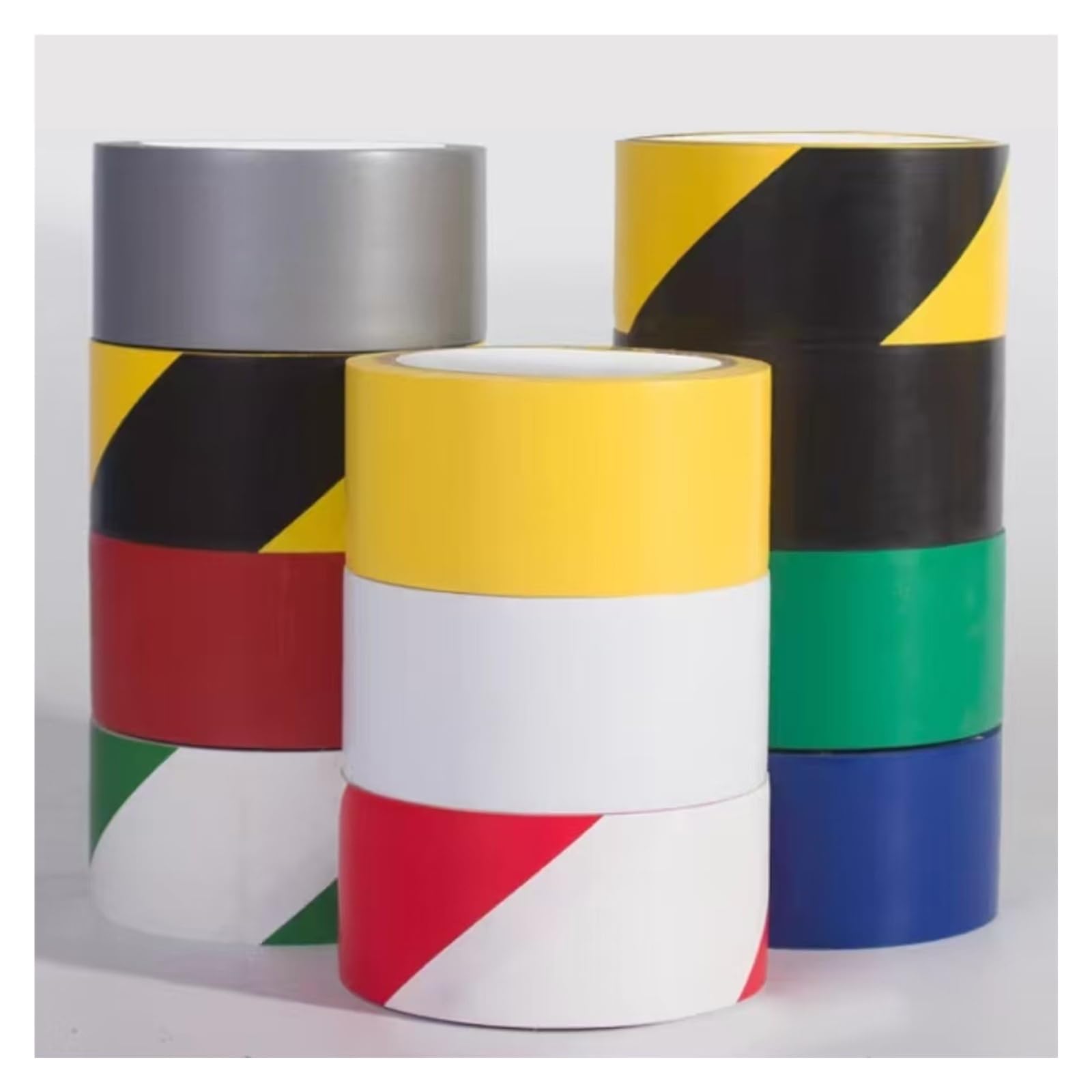 Ruban de marquage au sol, ruban d'avertissement de danger jaune, ruban adhésif de marquage for barrière, 20 mm à 150 mm, 9 couleurs, 33 m(White,50MM x 33Meter)
