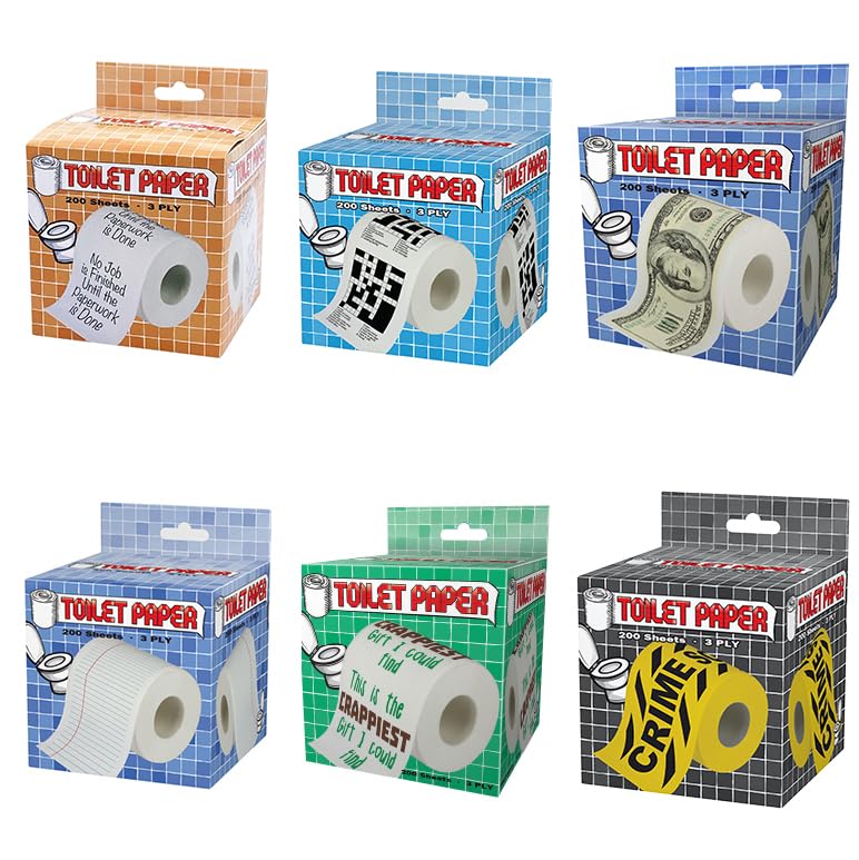 Island Dogs Novelty Toilet Paper Variety 6-Pack Assorted Rolls of Bathroom Gag Jokes multicolor