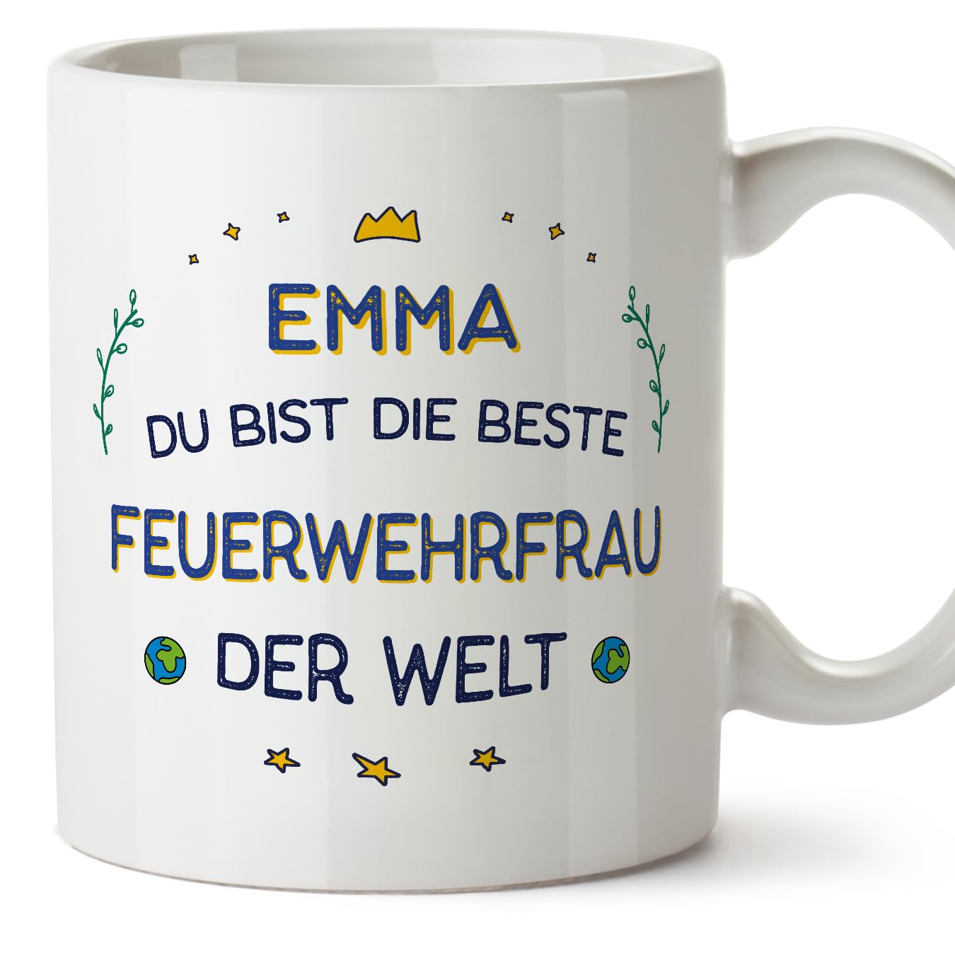MUGFFINS Personalised Mug for Firefighter Woman - in German - Beste der Welt - Funny Custom Gift for Colleagues - Ceramic 11oz Mug