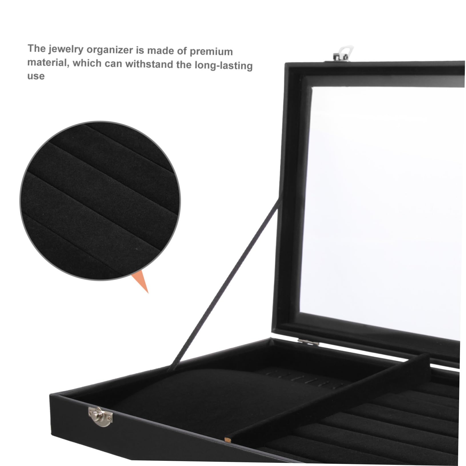 Hemobllo Caja de Almacenamiento de Joyas Negra con Tapa, Organizador de Collares y Anillos de Estilo Simple