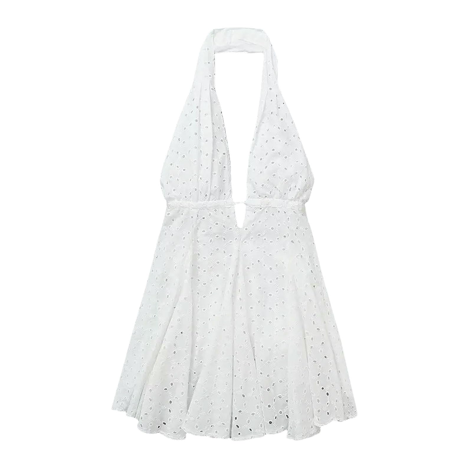 Robe Femme Chic Et Elegant Nouvelle Facement Folme Concutal Cassulle Sexy Sexy Holow Out La Roble De Cou De Couche-Blanc-m