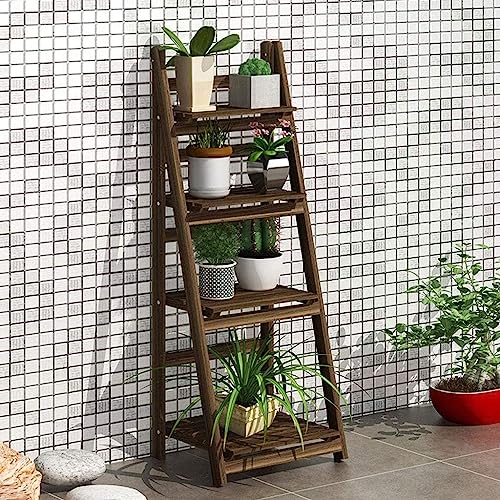 Support de plante en bois massif multicouche de 112cm pour salon et balcon de fleurs - 5