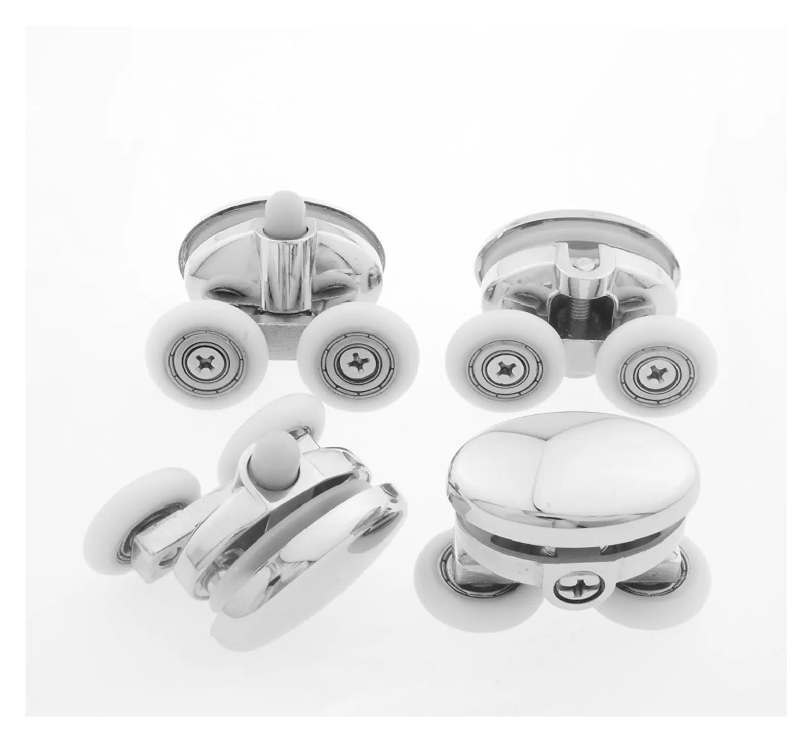 eufeifeiegds 4 Doppel-Schmetterlings-Duschtürrollen/Läufer/Räder 20 mm/23 mm, 25 mm/27 mm Durchmesser wefeiegds(Diameter 27mm)