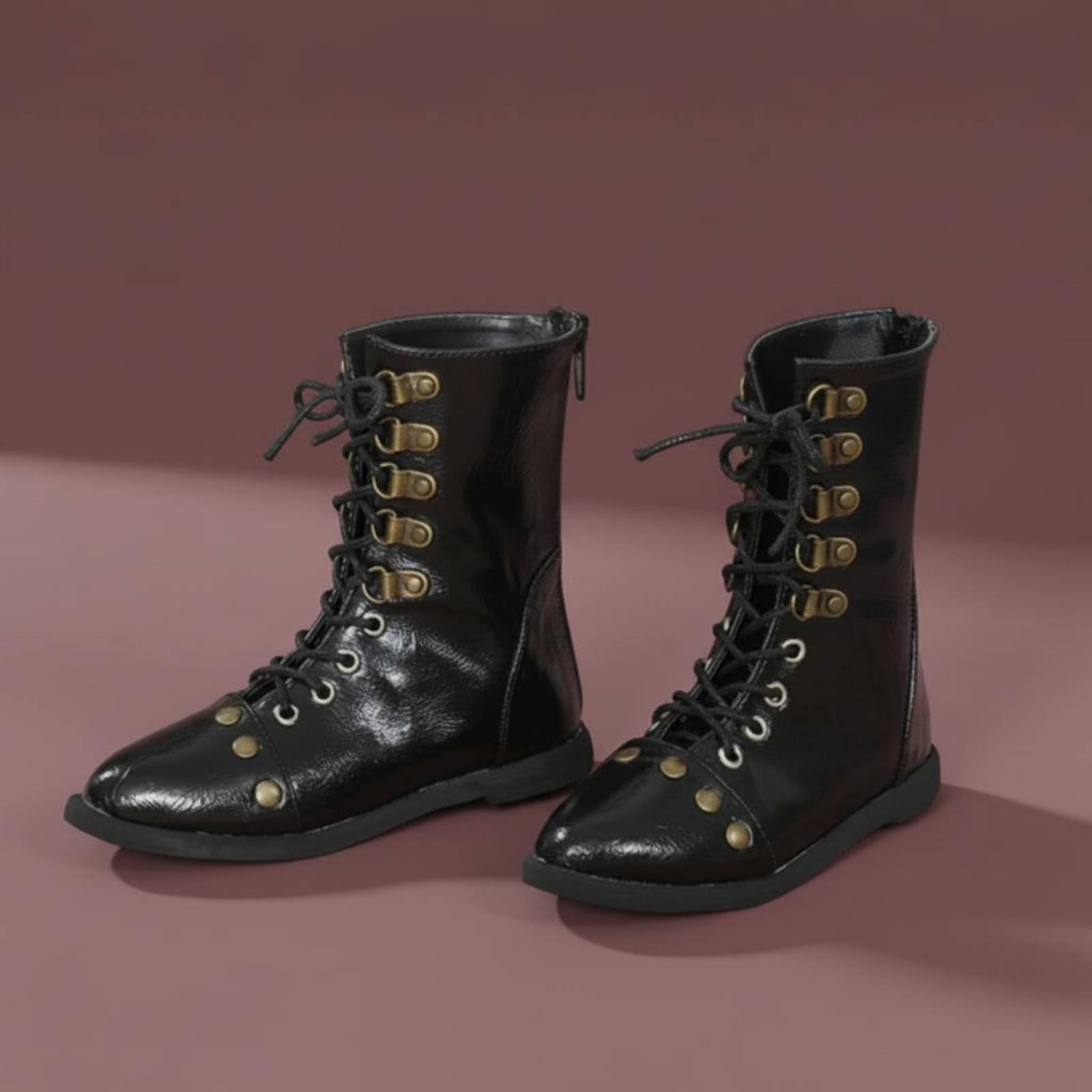 Stivali per Bambole Stivaletti Scarpe Lacci Accessori in Poliuretano con Lavorazione Artigianale E Impunture Accurate per Abiti Completi E Scenografie Fotografia Collezioni