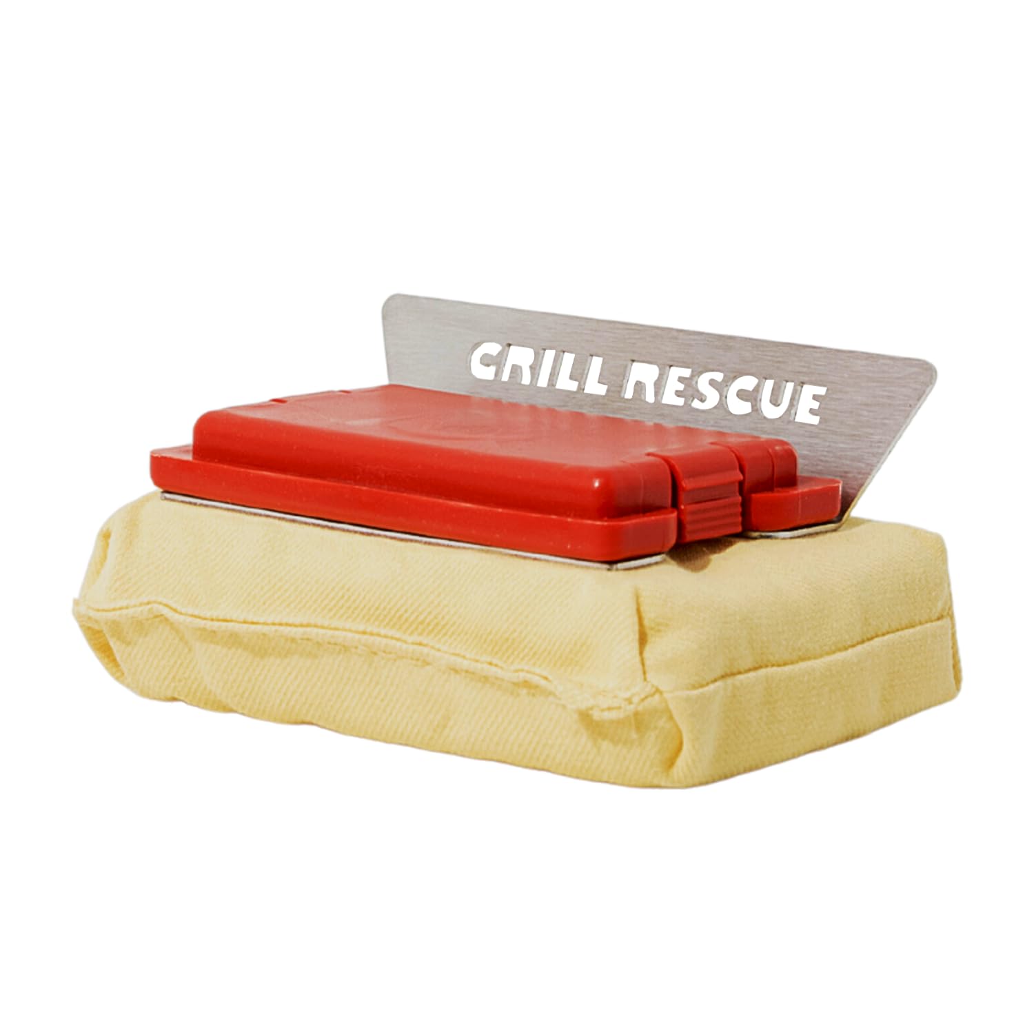 Grill Rescue Spazzola per piastra, senza setole, resistente, per piani piatti e griglie per barbecue, resistente al calore, sicura per superfici antiaderenti, ghisa e acciaio inossidabile (testa della