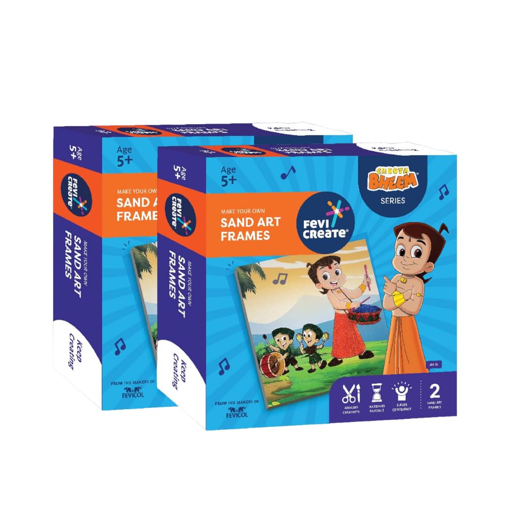Fevicreate DIY Chhota Bheem Sand Art and Craft Kit with Art Materials Instruction Manual 2 Paper Picture Frames Sand Packets Ideal Gift for Girls and Boys of 5+ Years, Pack of 2 (B0CTMGLWDP) Amazon Price History, Amazon Price Tracker