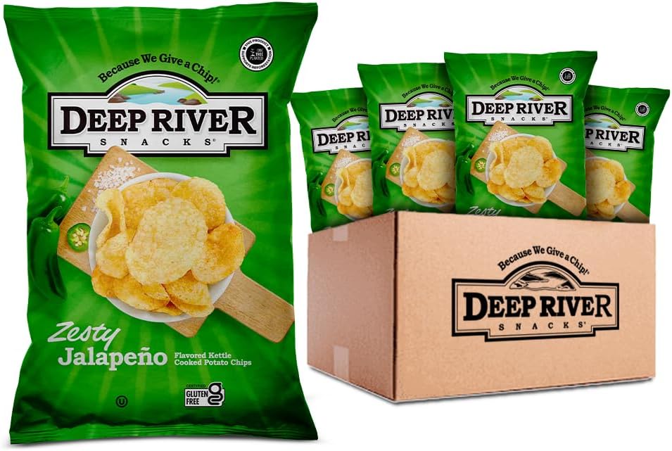 Deep River Snacks Zesty Jalapeno Kettle Cooked Potato Chips, 2-Ounce (Pack of 24)