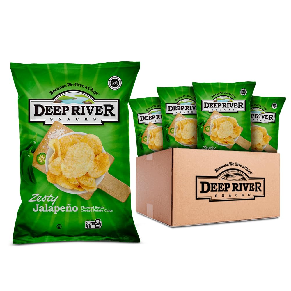 Deep River Snacks Zesty Jalapeno Kettle Cooked Potato Chips, 2-Ounce (Pack of 24) 2 Ounce (Pack of 24)