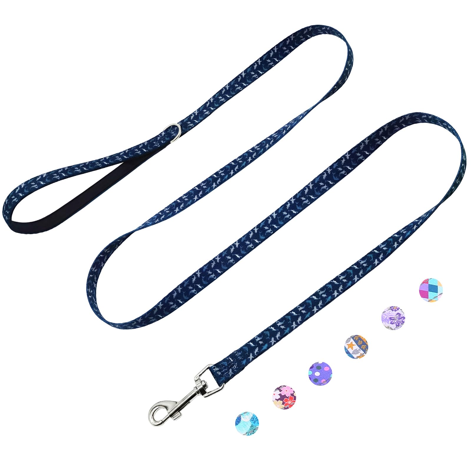 5FT 5/8IN Single Handle Dog Leash for Small Dogs, Blue Shark