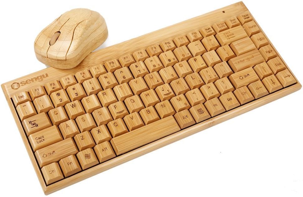 SNGU SG-KG101-N+MG94-N 2.4GHz Full Bamboo Handmade Wireless Keyboard and Mouse Combo(1 Key pad)