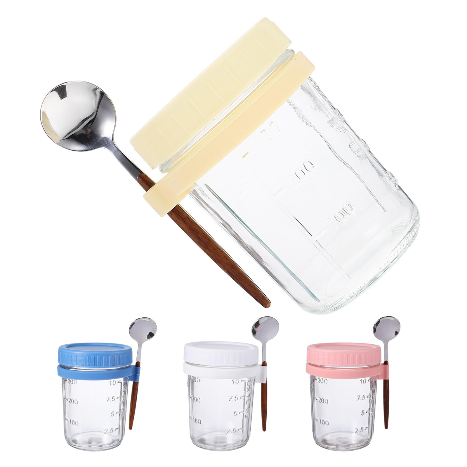 Frascos Herméticos para Avena Nocturna, 350ml, 4 Piezas con Cuchara