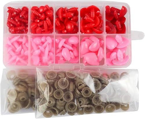 Miniatura 7 de 130 piezas de plástico triangular nariz oso de peluche botones de nariz con arandelas para manualidades, juguete de ganchillo y animales de peluche,