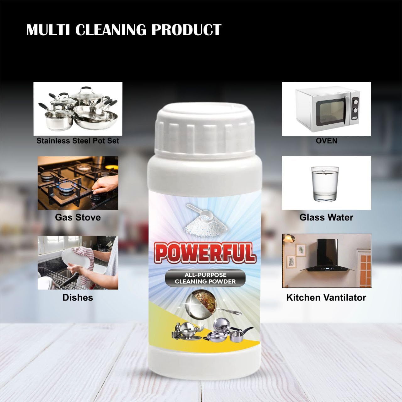SCENTORA Foam Rust Remover Kitchen All-Purpose Cleaning Powder, All-Purpose Instant Kitchen Cleaning Powder, Clean Greasy Dirt Kitchenware Kitchen Cleaner (2)