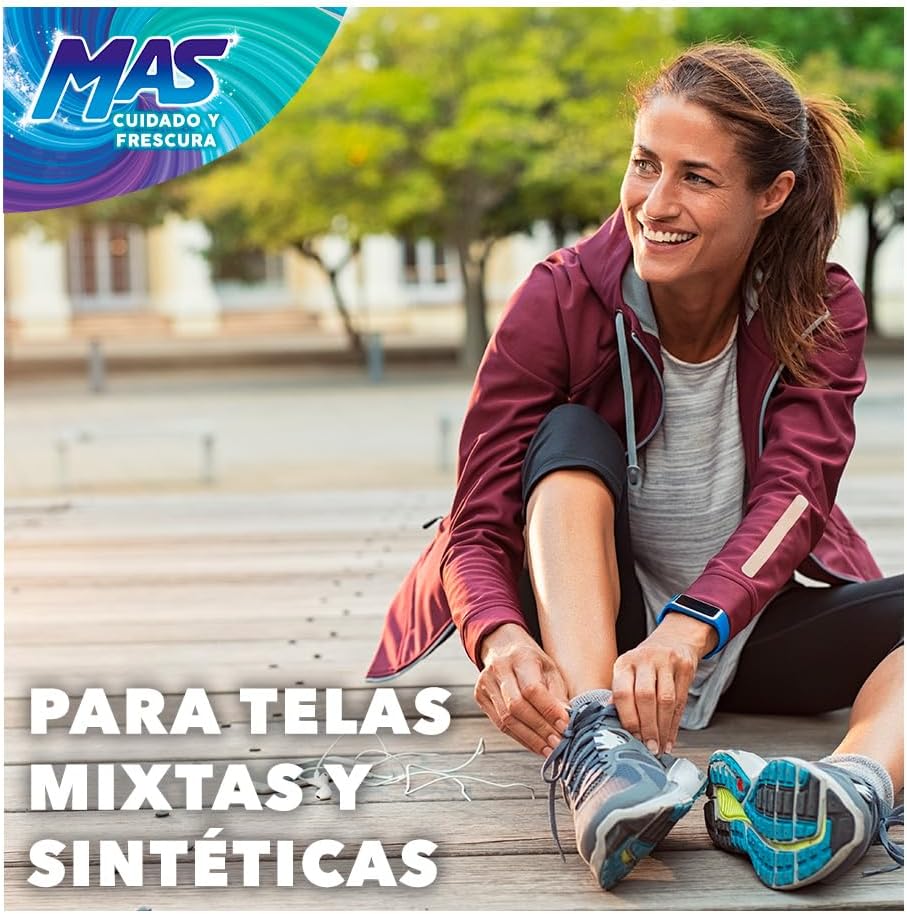 Image showing a person tying shoelaces, with text 'FOR MIXED AND SYNTHETIC FABRICS'