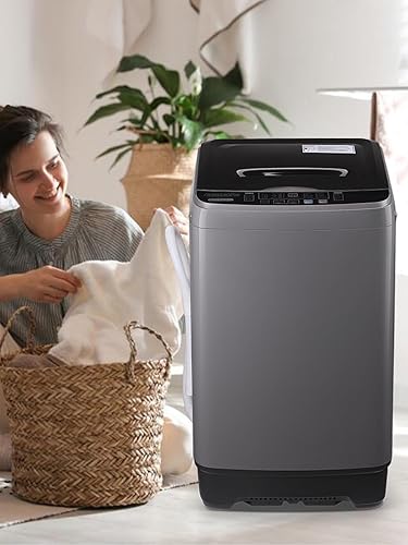 Miniatura 2 de Lavadora completamente automática de 17.7 libras con pantalla LED, lavadora de lavandería con bomba de drenaje, 10 programas de lavado, 8 niveles de