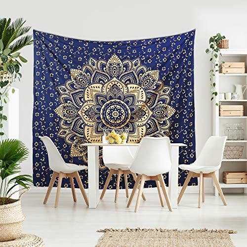 Madhu International Mandala Gold Tapestries (Small(54x60Inches)(140x155Cms), Red)