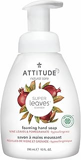 ATTITUDE Foaming Hand Soap, Plant and Mineral-Based Ingredients, Vegan and Cruelty-free Personal Care Products, Vine Leaves and Pomegranate, 10 Fl Oz
