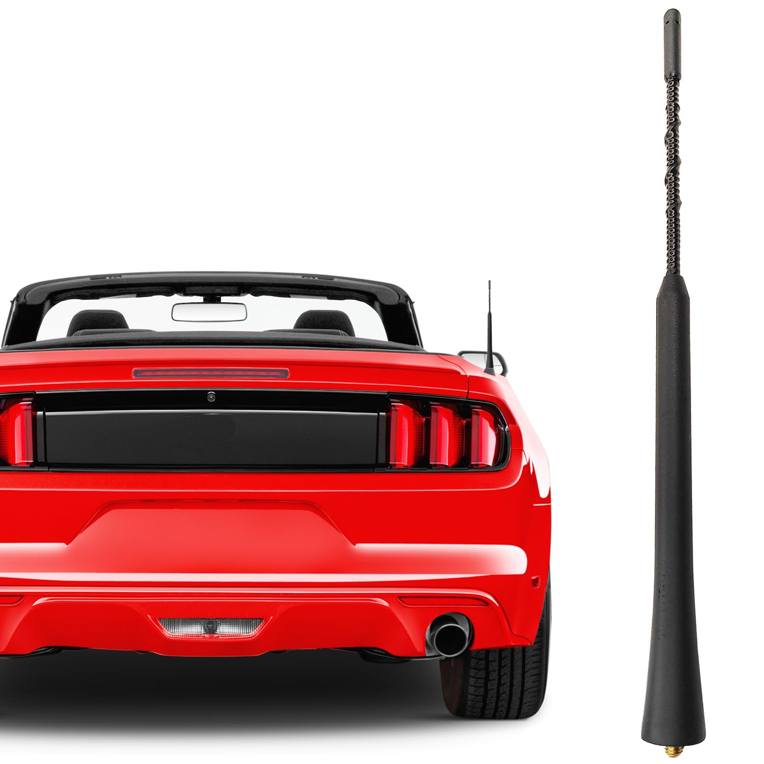 Antenne Courte Aluminium Pour Ford Mustang Cabriolet 2015-2023 - Noire Mate, Résistante