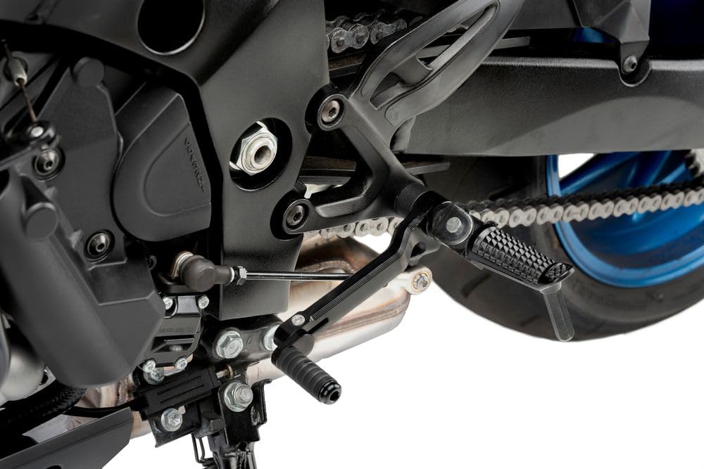 Puig 22121N Gear Lever with sporty design, CNC-machined aluminum body, adjustable tip and non-slip surface for better control and aesthetics, Black