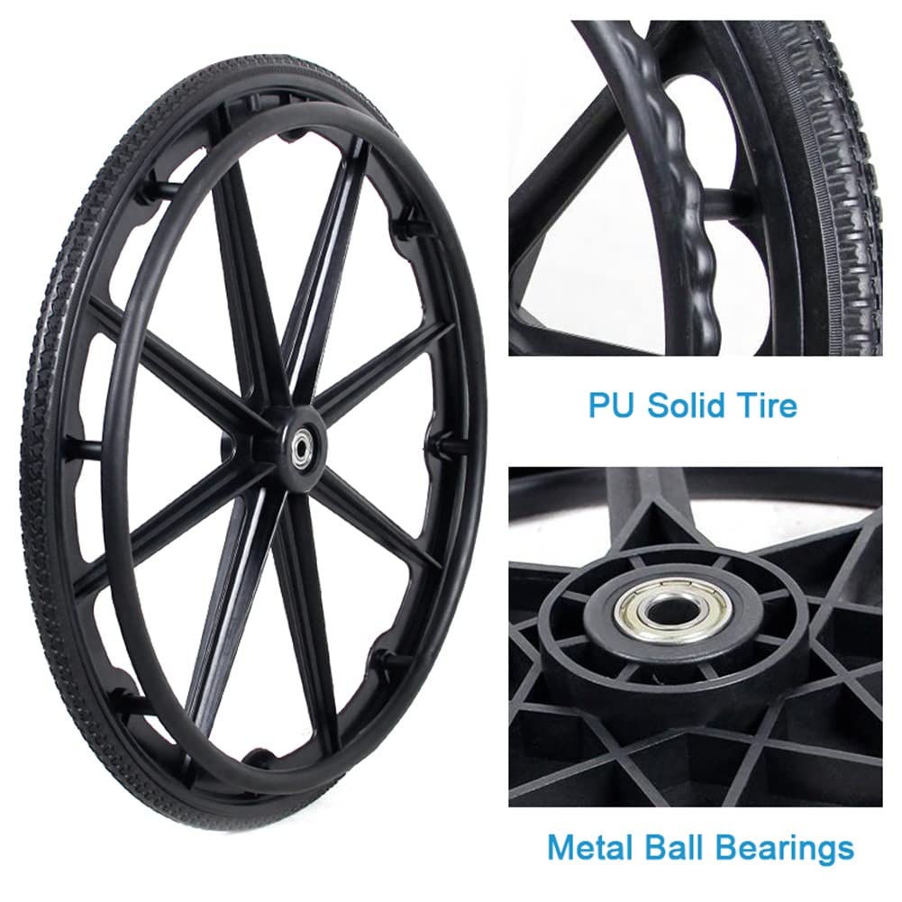 Juego de 2, 18x1,75, Piezas de Ruedas de Repuesto para Silla de Ruedas de 18 Pulgadas, Piezas de Ruedas de Repuesto Traseras para Silla de Ruedas, Neumático Sólido Resistente Al Desgaste