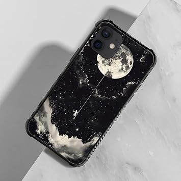 iPhone 12ミニケース、男の子用iPhone 12ミニケース、クライミング ザ・ムーンパターンデザイン 耐衝撃 傷防止ケース Apple iPhone 12 Mini用