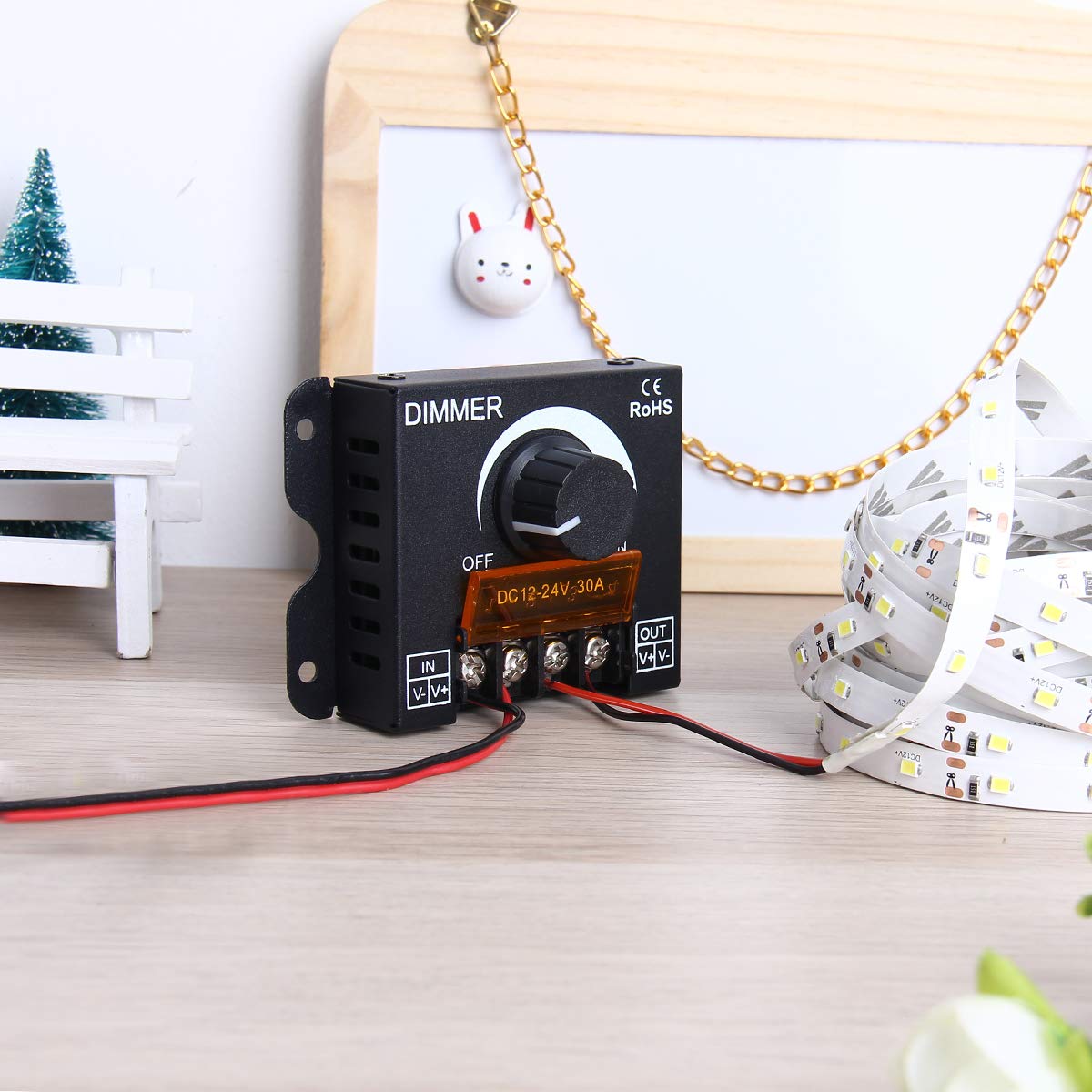 SUPERNIGHT LED Light Strip Dimmer, DC12V-24V 30A PWM Dimming Controller for Dimmer Knob Adjust Brightness ON/Off Switch with Aluminum Housing - Image 7