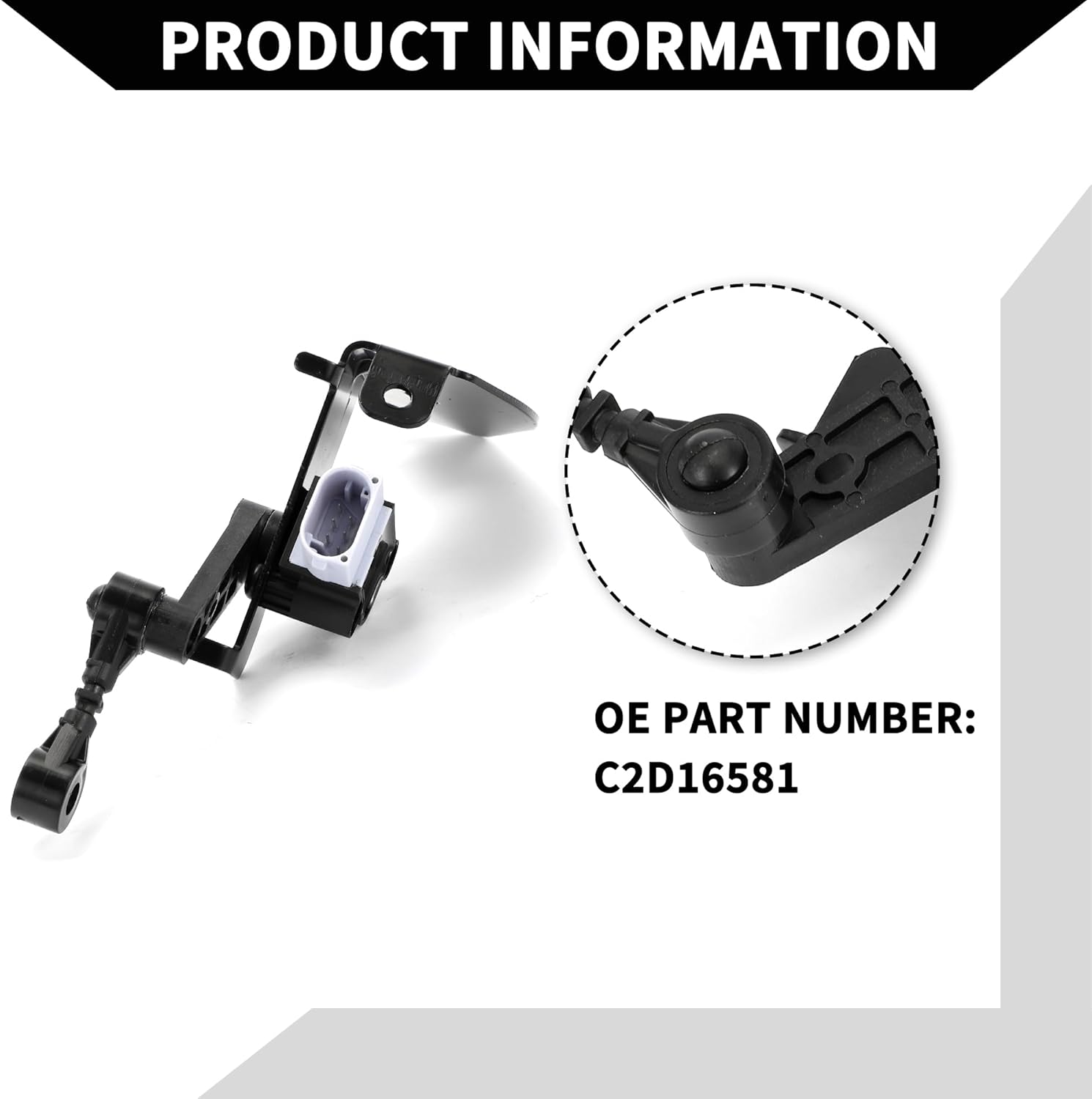No.C2D16581 Suspension Ride Height Level Sensor for Jaguar XJ 5.0L V8 2010-2012 / Front Right Headlight Level Sensor/Durable Metal / 1 Pc Black