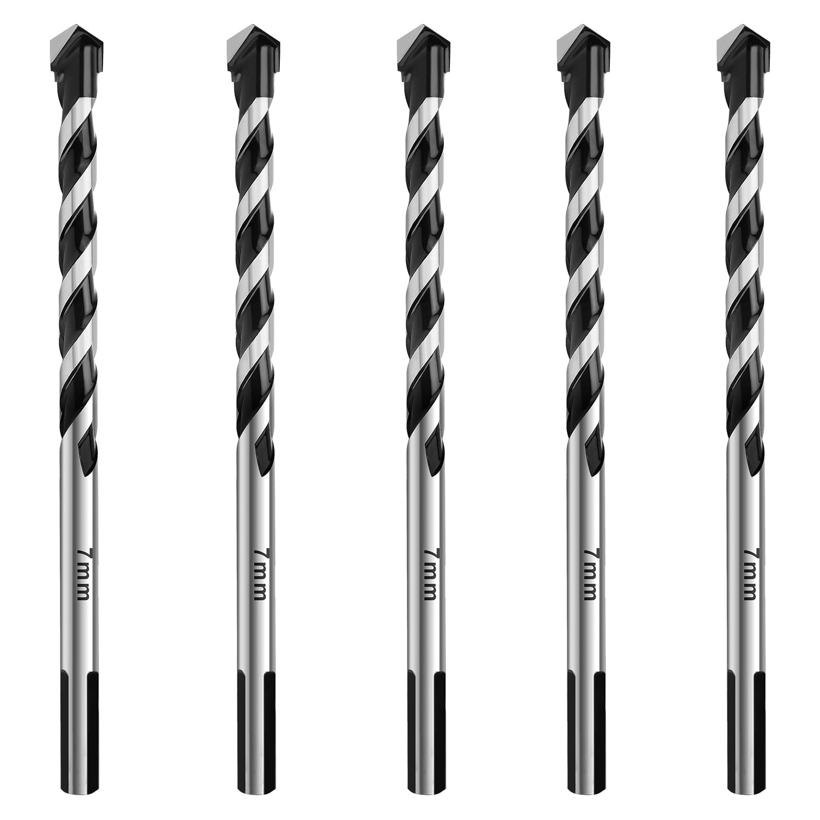 HSAWBIT 5 PACK OF - 7mm Masonry Drill Bits Set Concrete Drill Bit/Tungsten Carbide Drill Bits for Brick Walls/Glass/Plastic/Cement/Soft Tile