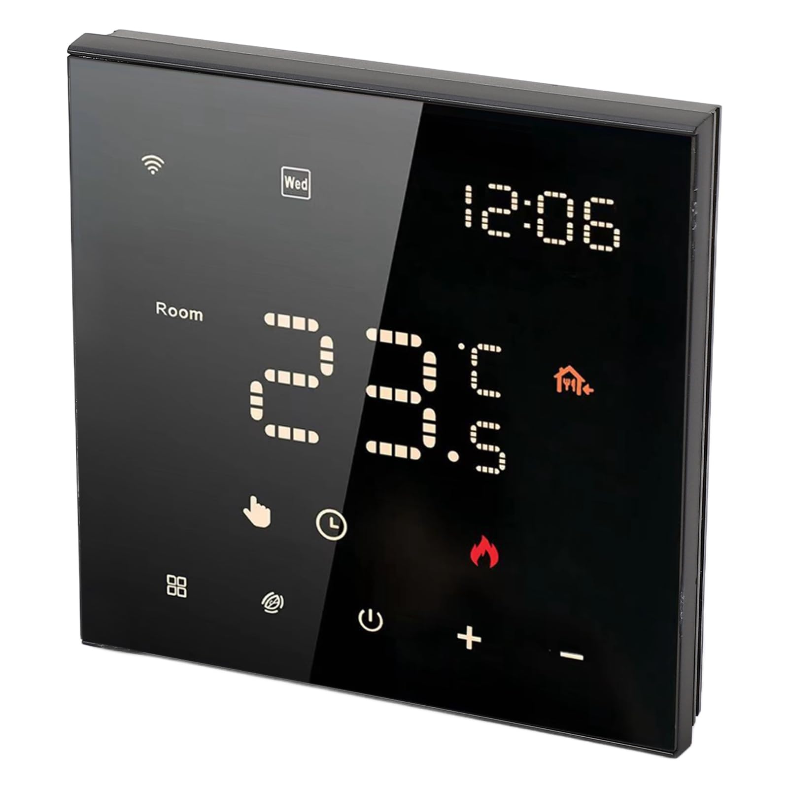 Termostato WiFi con Pantalla Táctil Digital Inteligente para el Hogar 100-250 VCA Control Programable de 7 Días para Interiores Negro (Horno para Colgar en la Pared con calefacción por)