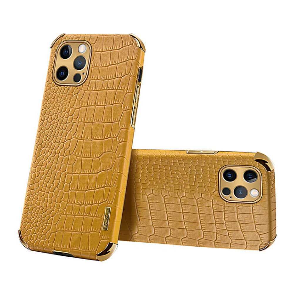 Coque antichoc iPhone 12 motif crocodile jaune protectrice - 7