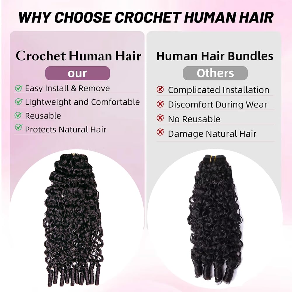 Micro Pre Looped Crochet Human Hair Extensions 14 Inch 120g Burmesisch Curly Human Feather-Line Invisible Crochet Hair Pre Separated Knotless Crochet Human Hair For Braiding Twist