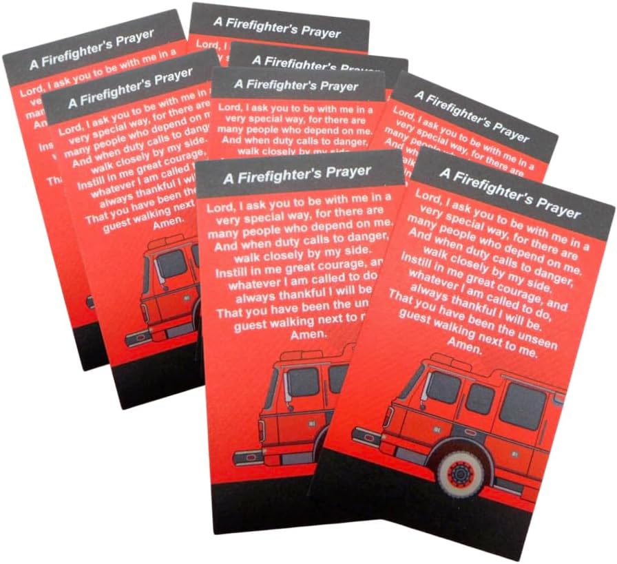 Miniatura 4 de Westmon Works Paquete de 10 tarjetas sagradas de bomberos de doble cara con diseño de bomberos y tarjetas del departamento de FD, hechas en los