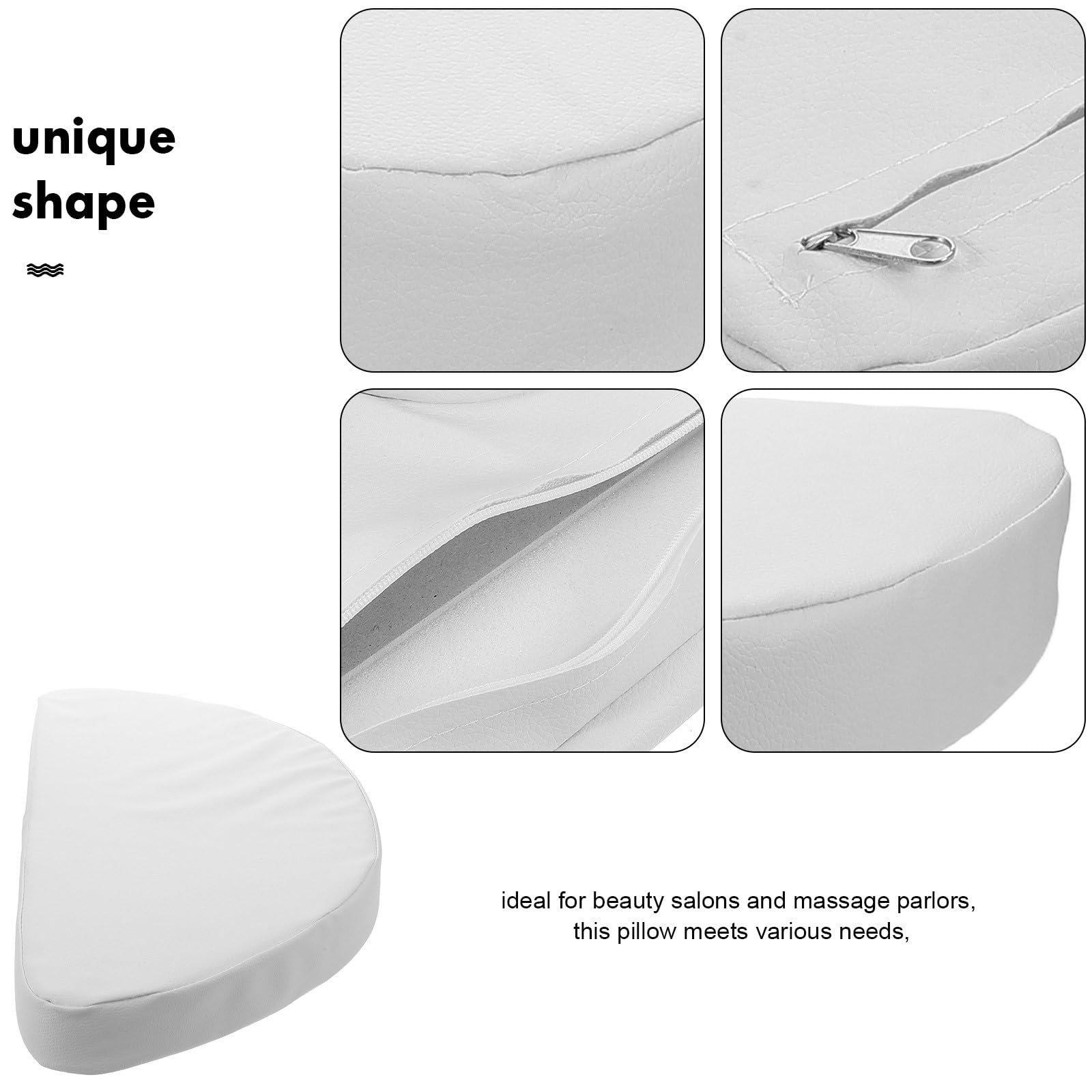 Uonlytech Almohada Interior para Camilla de Masaje Facial Color Blanco Núcleo Redondo Antivuelco, Reposacabezas Ergonómico para Cuello y Hombros, Cojín Profesional para Salón de Belleza