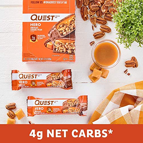 Quest Nutrition Pecan Hero Protein Bar, Low Carb, Gluten Free, Chocolate Caramel,10 Count #TOP5
