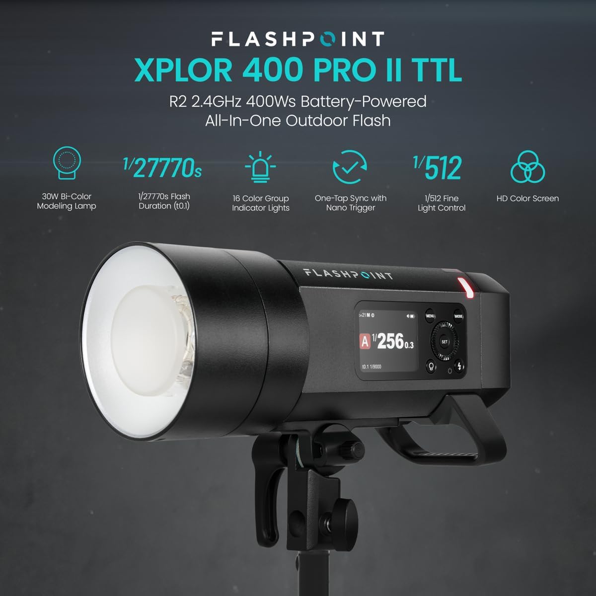 Flashpoint XPLOR 400 Pro TTL Monolight + Glow Collapsible White Beauty Dish 25"