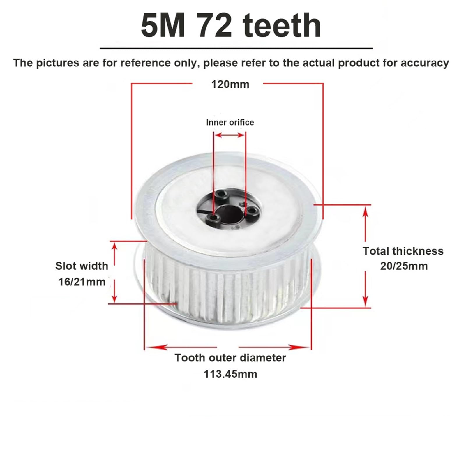 Polea de Correa de Distribución HTD 5M 70 dientes 72 80 polea de sincronización buje sin llave Bore10-42mm 70T 72T 80T correa rueda síncrona(Bore 15mm,70T (1pcs),27mm(for belt 25mm))